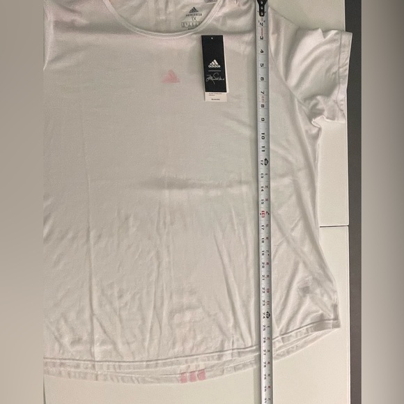 NWT Adidas White Primegreen Aeroready Logo Zoe Saldana T-Shirt Adult 1X - Picture 3 of 16